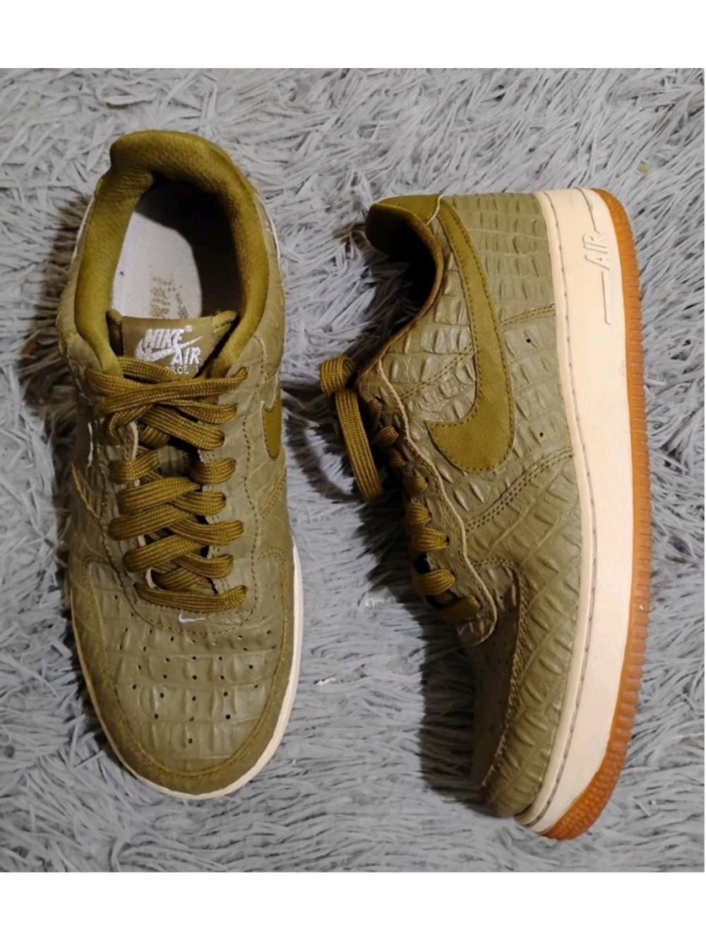 Nike Air Force 1 '07 LV8 Low Men Size 8.5 Green Croc Pattern Sneakers 718152-301